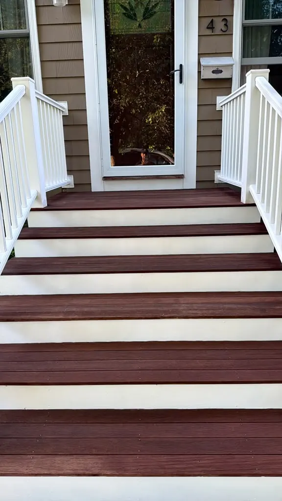 Ceiling & Trim Painting in Woonsocket, RI — photo 4 — Treads and risers, sharp lines between colors