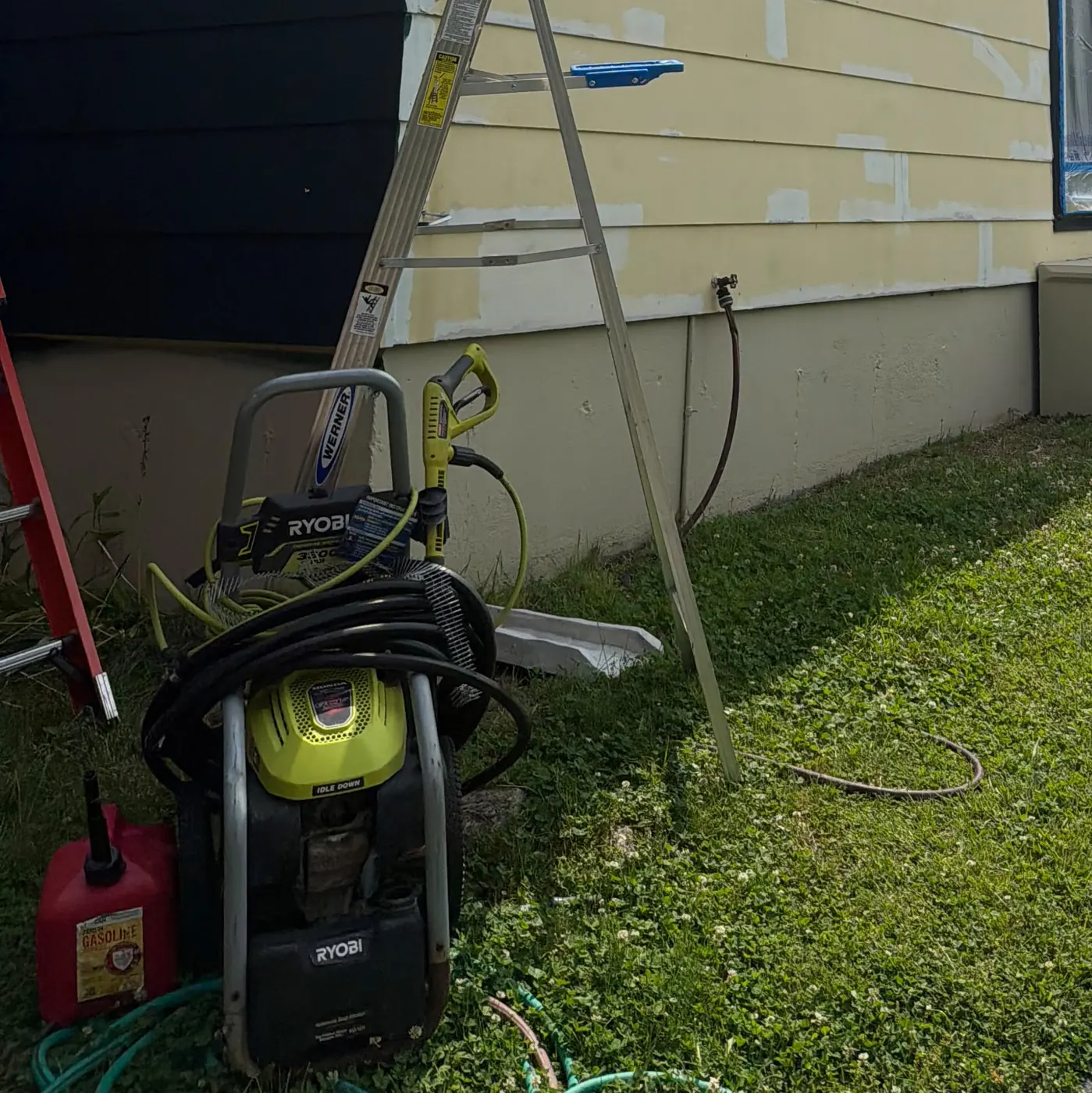 Exterior House Painting in Cumberland, RI — photo 4 — Power washer set up for the pre-paint wash